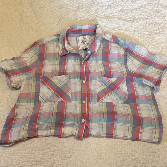 Cropped plaid button up - Picture 1 of 5